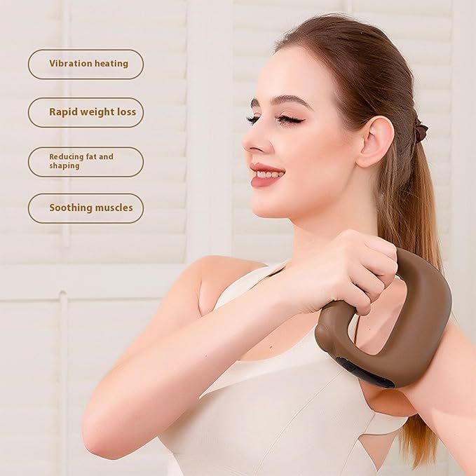 Portable Electric Body Massager Cordless Rechargeable Heatable Light-Weight Hands-Free Massage Tool for Abdomen Thigh Leg Pink Color