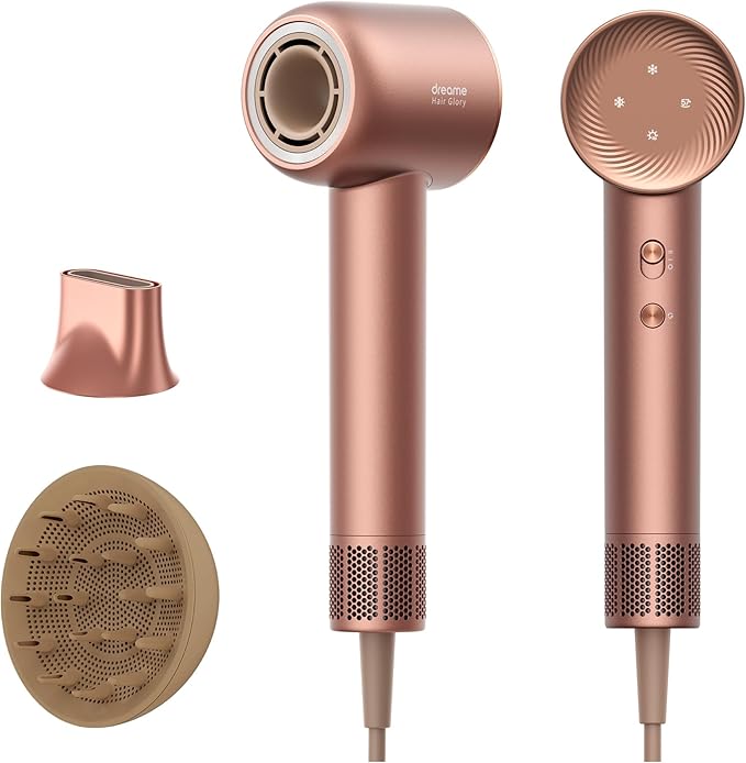 DREAME Hair Glory Combo High-Speed Hair Dryer 110000 RPM Motor 300 Million Negative Ions Fast-Dry in 2 Minutes Lightweight &amp Quiet Smart Temp Control Ideal for Smooth Shiny Hair