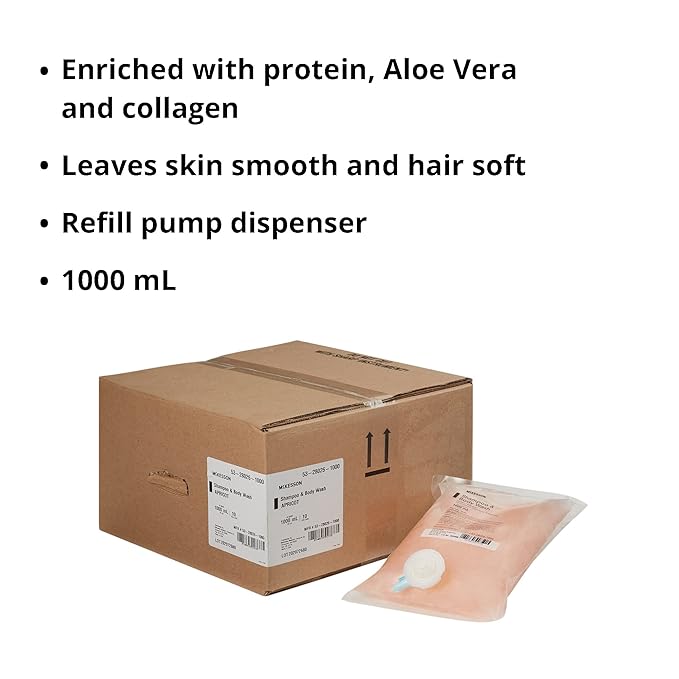 McKesson Body Wash and Shampoo Refill Bag Apricot Scent 1000 mL 10 Count
