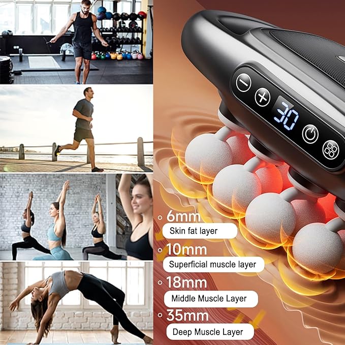 Portable Sport Massager16-Drive 8-Head Massage Gun SetMassage Gun Deep TissueQuiet Muscle Massage Gun for Deep Tissue Back Shoulders Legs Pain Relief (8/16-Head)(8 Heads)