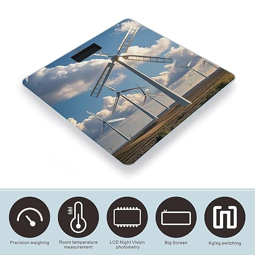 Windmills Bathroom Scale for Body Weight with High Precision Large LCD Backlight Display Digital Weighing Scale with BMI Capacity Up to 180kg