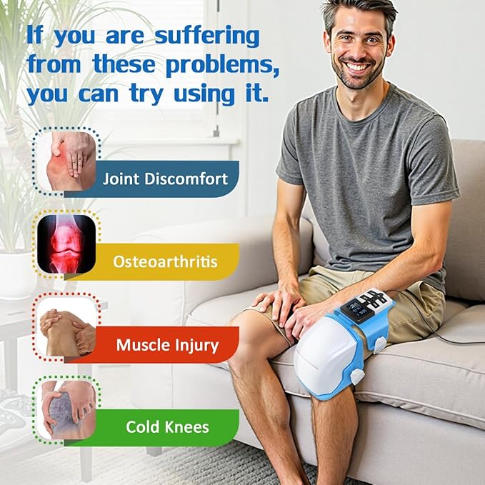 OSITO Knee Massager with Heat 3 Level Air Compression &amp EMS Pulse Pain Relief for Knees Arthritis Stiffness - Adjustable Straps