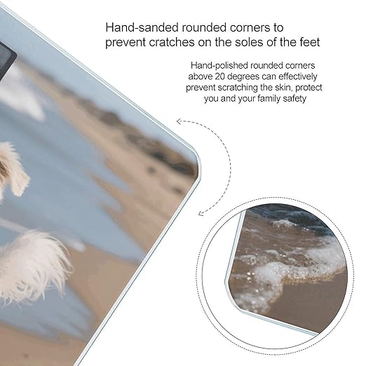 Dog Running on The Beach Weight Scale Cute Bathroom Scale for Body Highly Accurate Digital Weighing Machine for People Compact LCD Display Scales with Sturdy Toughened Glass Scales