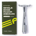 Leaf Thorn Razor by Leaf Shave All-Metal Single Blade Razor for Men and Women Fixed Head with Magnetic Load Assist Includes 5 Stainless Steel Blades - Face Shaving and Coarser Hair - Chrome