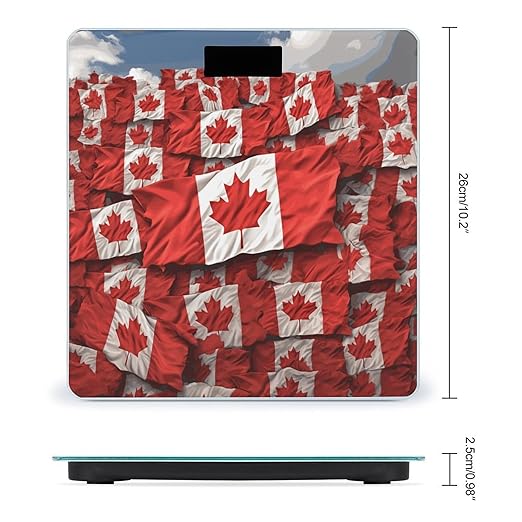 Canadian Flag Bathroom Scale for Body Weight Bathroom Digital Electronic Weighing Scale with Back Lit LED Display Sturdy Tempered Glass Weight Watchers Scales 400lb