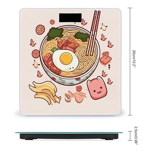 Delicious Sweet Ramen Bathroom Scale Rounded Smart Scale for Body Weight Automatic Power On/Off Weight Scales Accurate Bathroom Digital Scales for Pet Home Bedroom Kitchen