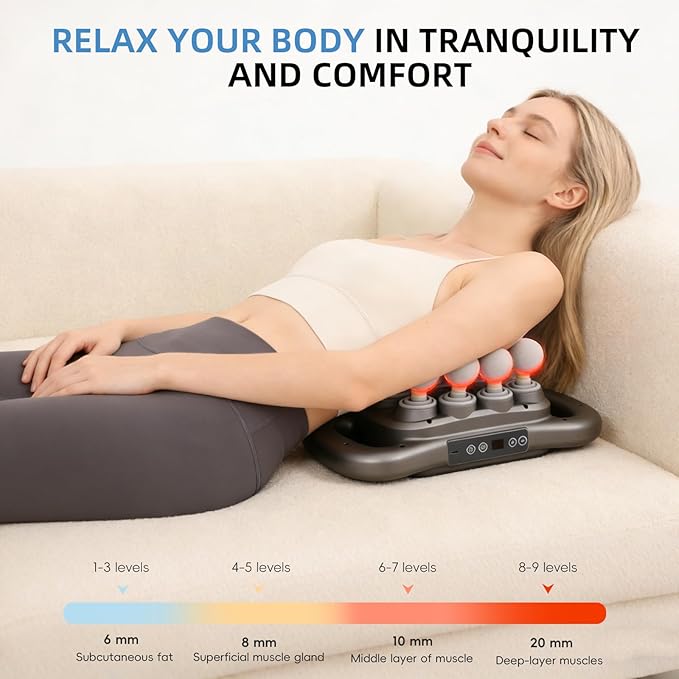 16-Head Full Body Massage Gun Precision Deep Tissue Percussion Massager Electric Handheld Device for Back Shoulder Neck Pain Relief 9 Modes 9 Intensity Levels 1800mAh Battery Dark Grey
