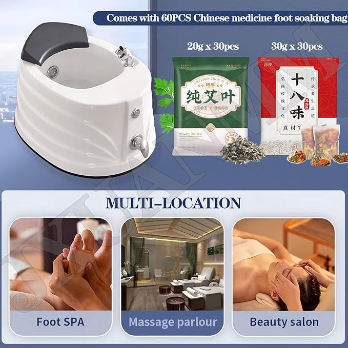 Portable Foot Spa Bathtub Acrylic Foot Bath Deep Foot Bath Spa with Massage can Automatically Drain and Adjust Hot and Cold Water Home Foot Spa Pedicure Bowl Foot Detox Bucket Tub for Treatme D