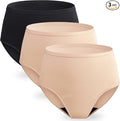 Women Leak Proof Incontinence Underwear Washable Absorbency Protective Postpartum Panties 2.0 OZ Bladder Control 3 Pack (1 Black-2 Beige 2XL)
