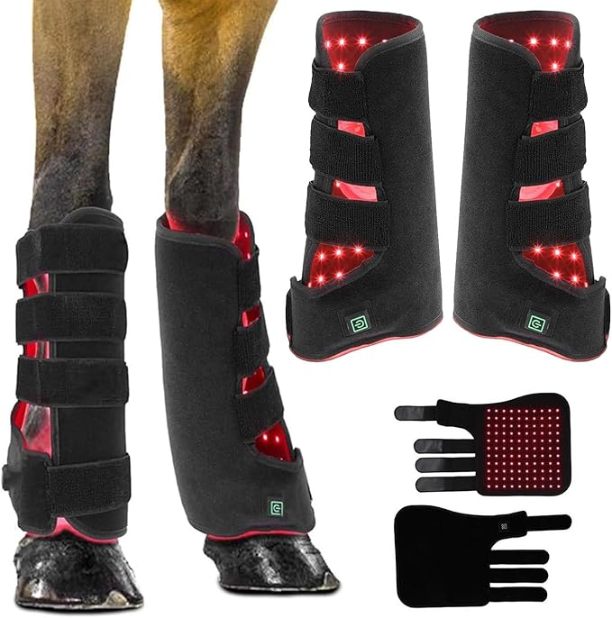Red Light Therapy Belt Portable 850nm Infrared ＆ 660nm LED Red Light Therapy Wrap Portable Horse Leg Therapy Device for Horse Muscle Recovery Horse Leg PainLeft+Right