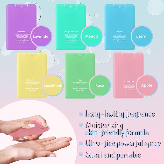 Dansib 24 Pack Hand Sanitizer Spray Bulk Travel Size Hand Sanitizer Mini Pocket Spray Gifts for Coworker Staff Teacher Holiday Favor(Multicolor24 Pcs)