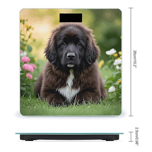 Cute Pet Newfoundland Dog Bathroom Scale Large LCD Backlight Display Digital Scale Rounded Corners Body Scales Automatic Power On/Off Bathroom Scales for Home Bedrooms