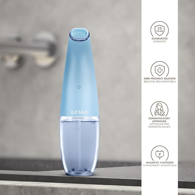 GESKE SmartAppGuided™ Aqua-Stream Face Cleanser | 8 in 1 | Deep Pore Cleansing | Impurities Prevention | Blackhead Extraction | Reduce Red &amp Dry Skin | Use with Our Aqua-Stream Solution