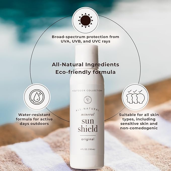 Rowe Casa Organics Untinted Mineral Sun Shield with Non-Nano Zinc Oxide Titanium Dioxide &amp Vitamin C – Mineral Sunscreen for Face &amp Body – Gentle for All Skin Types 4 Fl Oz
