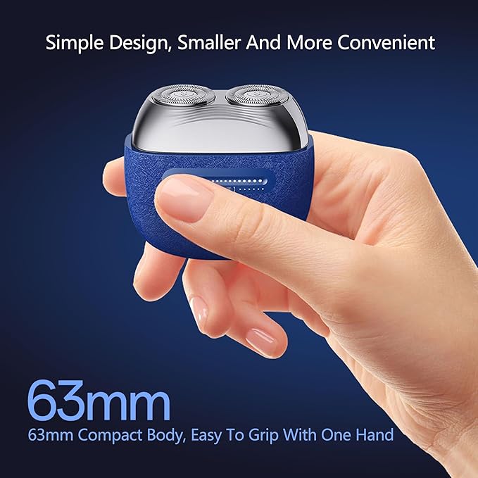 Mini Electric Shavers for Men Portable Electric Razor with IPX7 Waterproof Wet and Dry Shaving USB-C Rechargeable Beard Shaver for Travel Home Blue