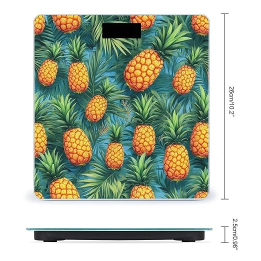 Women's Digital Bathroom Weighing Scale Automatic Switch Energy Saving Scale Smart Scale for Body Weight Tropical Palm Leaves Pineapples