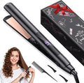 Hair Straightener Flat Iron 1 Inch Titanium Ceramic Ionic Hair Straightener and Curler 2-in-1 Fast Heat Up Adjustable Temperature Dual Voltage Auto Shut Off for Less Frizz Shines and Smooth