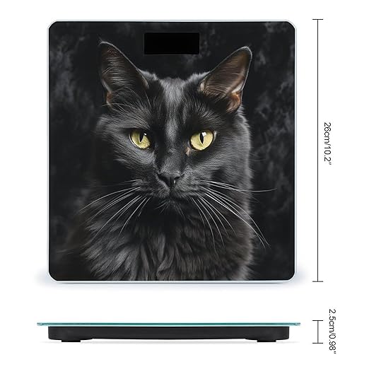 A Black Cat on A Black Background Weight Scale Large Bathroom Scales Digital Weight with Bright LED Display Non Slip Automatic Weighing Scale Fashion Weighing Machine for Body
