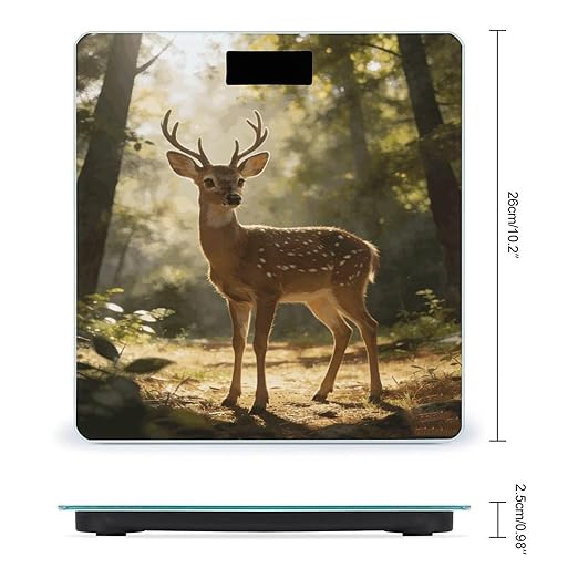 Deer Encounter The Dawn Light Weight ScaleClear LED Display Bathroom Digital Weighing ScaleTempered Glass Digital Bathroom Scale for Body Weight Capacity Up to 400 Lbs
