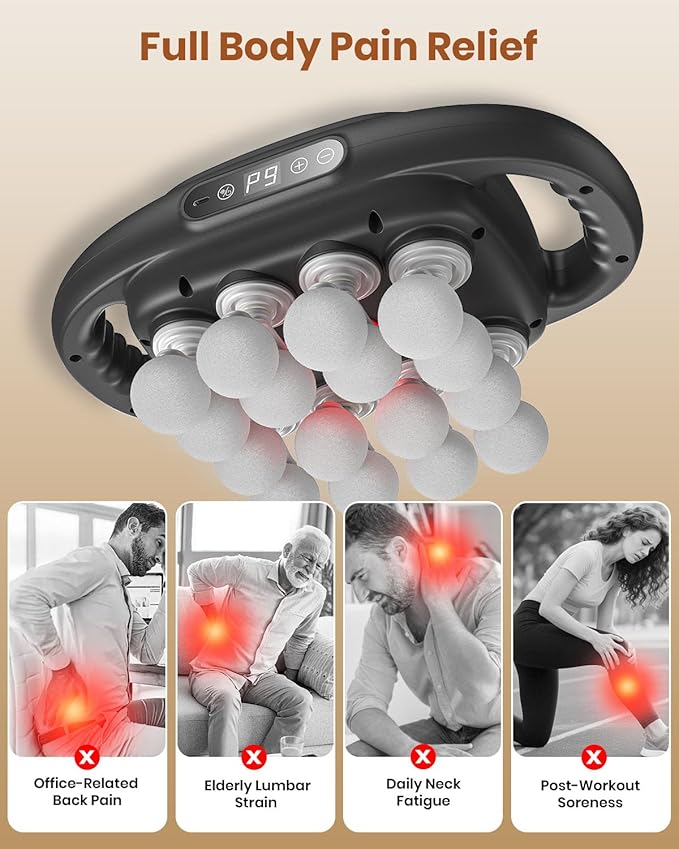 16-Head Massage Gun Deep Tissue Back Massager with 99 Adjustable Intensities &amp 9 Modes Electric Percussion Massager Gun Tool for Back/Shoulders/Legs/Arms/Neck (16 Head)