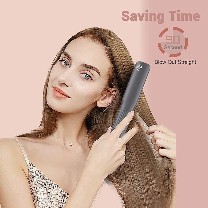 2 in 1 Wet to Dry Hair Dryer and Straightener with High Speed Airflow Ionic Air Straight Style from Wet Hair Rapid Heat-Up Adjustable Temps LCD Display Fast Drying and Hair Straightening in One