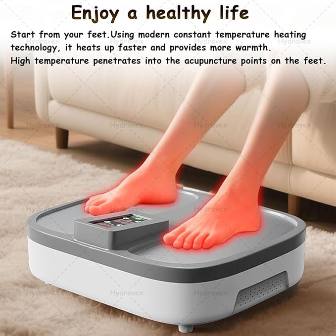 Electric Foot Massager Shiatsu Machine with Magnetic Shock and Heating for Pain Relief Adjustable Time/Energy Ideal for Plantar Fasciitis Home and Office Use