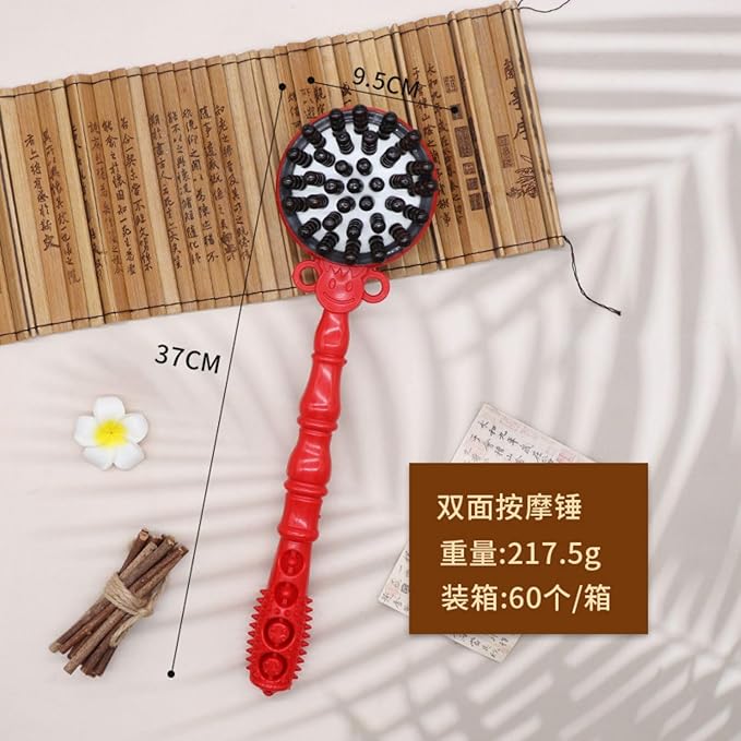 双面实木敲打按摩锤 Manual Body Massage Hammer 养身按摩棒 Leg Arms Back Calves Roller Massage Roller Stick 经络拍打器不求人手持全身按摩 HomeOffice Body Electric Massagers