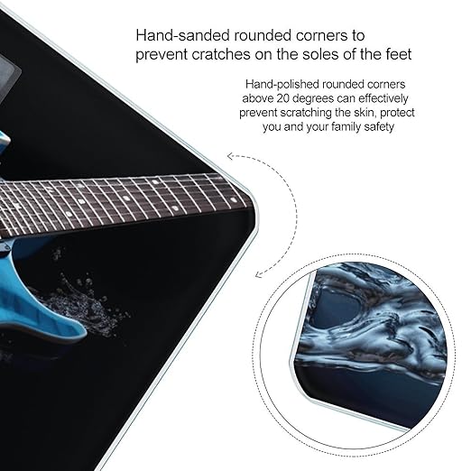 Blue Guitar Scale for Body Weight Safe Rounded Corners Tempered Glass Digital Bathroom Scale LED Display 400lb Capacity Weight Scales with High Precision Sensors