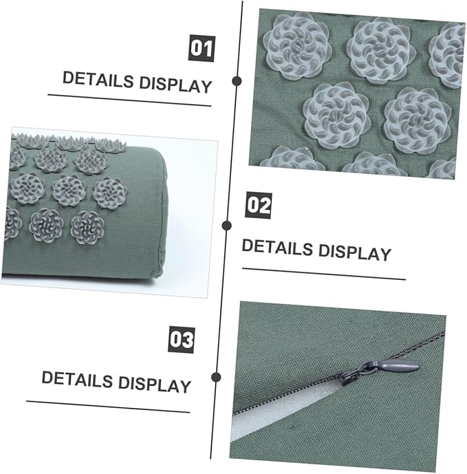 Acupoint Massage Mat and Pillow Set with Carrying Bag Grey Acupressure Massage Mat for Body Relaxation and Neck Back Relief Suitable for Yoga and Health Care