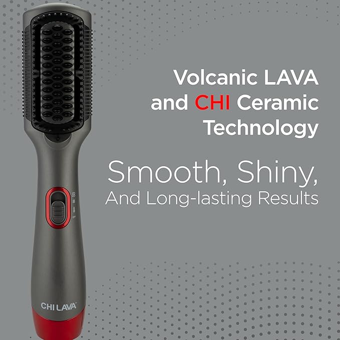 CHI Lava Heated Straightening Brush 3-in-1 Hair Straightener Dryer &amp Smoothing Comb Reduces Frizz &amp Increases Shine for Healthy &amp Easy Styling