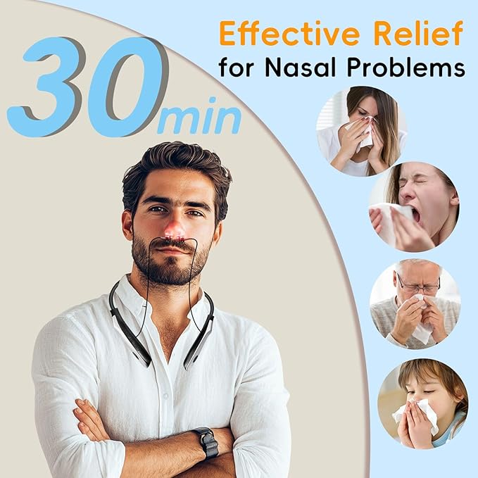 2 in 1 Ears &amp Nasal Wellness Red Light Therapy Tinnitus Relief for Ringing Ears Therapy Device Neck Hanging Redlight Earbuds with Washable Silicone Covers &amp Sleeves 30-min Timer