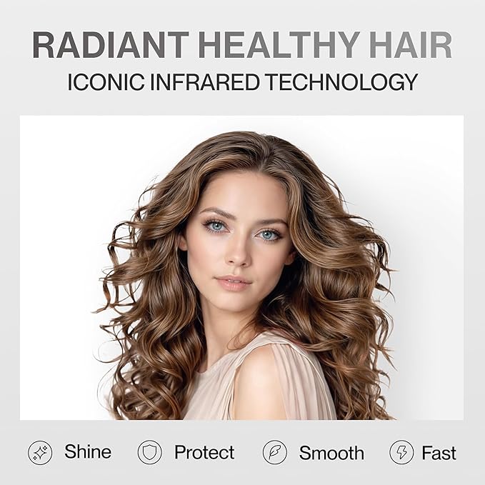 COCCO Iconic Air Ionic Hair Dryer Black – Professional High-Speed 110000 RPM Brushless Blow Dryer with Diffuser – Infrared Technology 4 Heat Modes Dual Voltage Lightweight Salon Hair Dryer