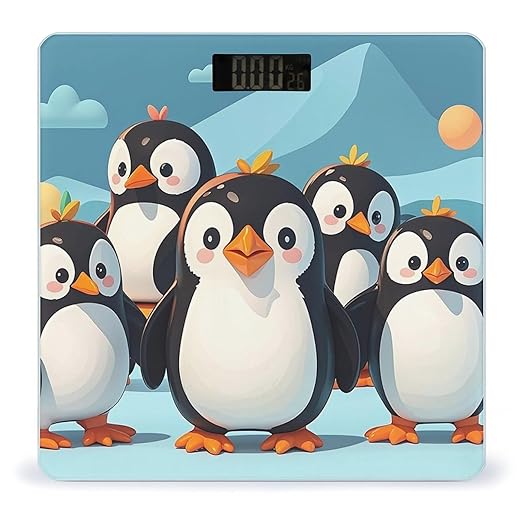 Cute Penguins Smart Scale for Body Weight Accurate Bathroom Scale with LED Display Digital Weight Scales Weighing Machine High Precision Scales for Bath Home