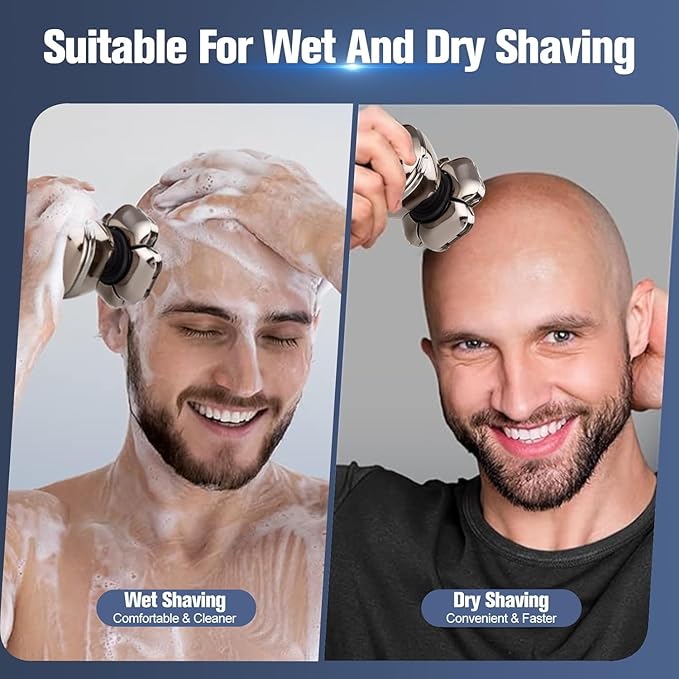 9D Head Shavers for Bald Men 6-in-1 Electric Bald Head Shavers for Men Wet/Dry LED Display Electric Razor for Mens Hair Trimmer