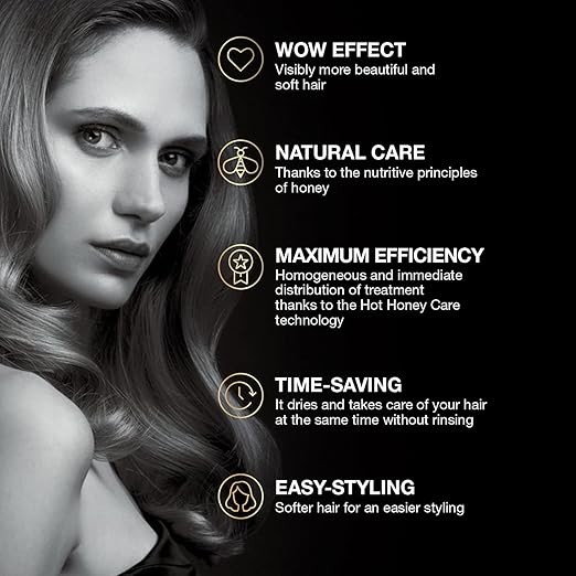 Elchim Hot Honey Care: Anti Frizz and Hair Gloss System for Dry/Damaged Hair Hair Serum and Blow Dry Starter Kit Hair Dryer Concentrator Compatible with Elchim Compact Hair Dryers