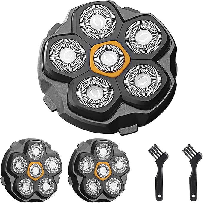 6D Magnetic Replacement Shaving Heads 2PCS Washable for Bald Men's Electric Razors