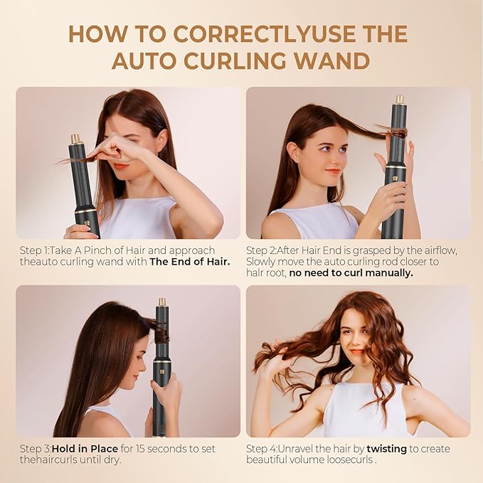 5 in 1 Blow Dryer Brush Upgrade Hair Dryer Brush Set Negative Ion Air Styler Curling Wrap Air Curler Hot Air Brush Curling Iron Hair Styling Tools As A Gift for Straight/Curl/Dry/Smooth