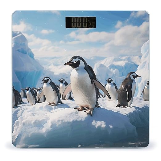 Penguins Bathroom Scale Large LCD Backlight Display Digital Scale Rounded Corners Body Scales Automatic Power On/Off Bathroom Scales for Home Bedrooms