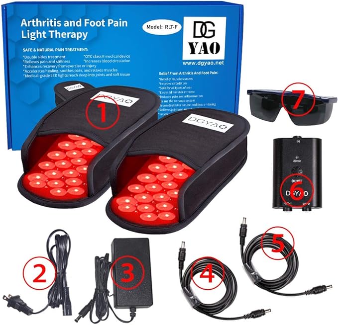 660nm LED Red Light and 880nm Near Infrared Light Therapy Devices Slippers for Foot Pain Relief Light Therapy Device Easily Use at Home Safe for All Types of Skin (Two Pads)
