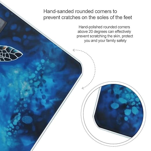 Sea Turtle Blue Weight Scale for Body Weight Digital Bathroom Scale High Capacity Accurate Digital Weighing Scales and Easy-to-Read on Backlit LCD Display Scales