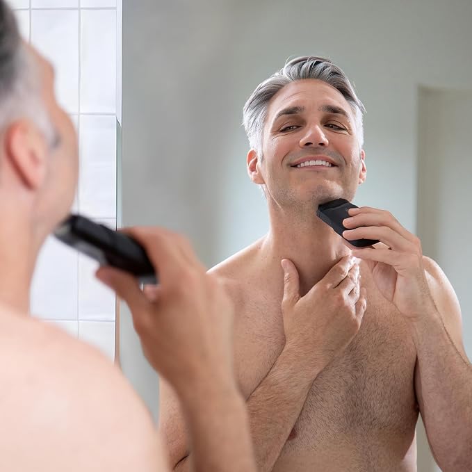 MANSCAPED® The Handyman™ Compact Face Shaver – Portable Men’s Travel Facial Hair Groomer USB-C Rechargeable Razor Electric Foil Face Shaver Waterproof Cordless Dual-Action SkinSafe® Foil Blades