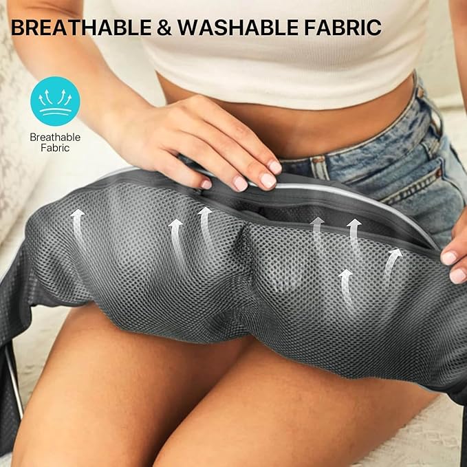 Cordless Shiatsu Neck Massager with Heat – Rechargeable Massager for Neck and Shoulder Pain with 8 Deep Kneading Nodes Back Massager for Home Office Outdoor - Christmas Gifts for Mom Dad Men Women