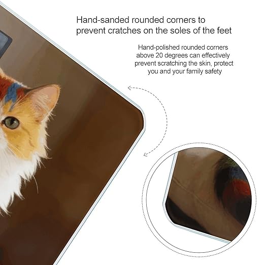 Colorful Cat Weight ScaleClear LED Display Bathroom Digital Weighing ScaleTempered Glass Digital Bathroom Scale for Body Weight Capacity Up to 400 Lbs