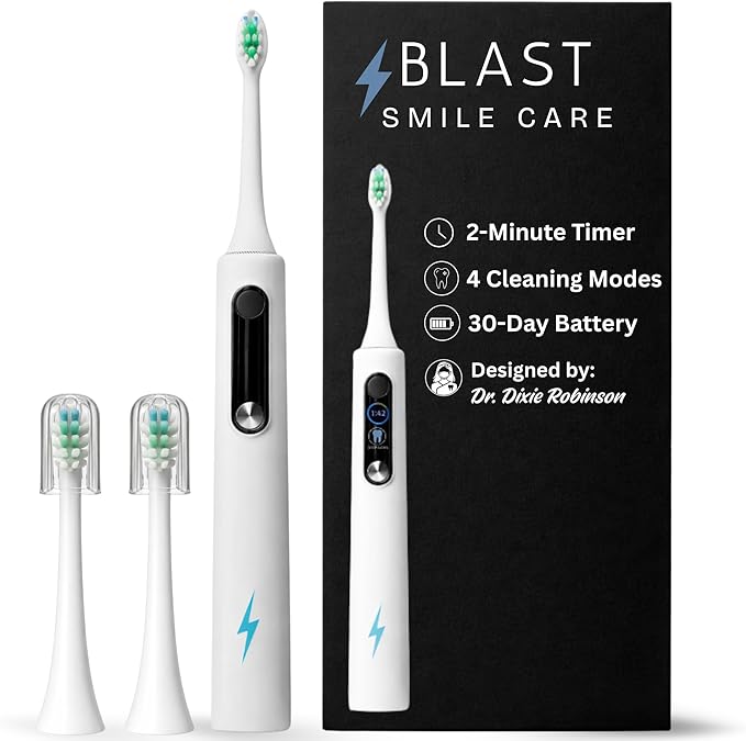 Electric Toothbrush with Tynex Bristles - Rechargeable Toothbrush with 30-Second Reminder &amp 2-Minute Smart Timer - IPX7 Waterproof Sonic Tooth Brush Includes 2 Tooth Brush Heads