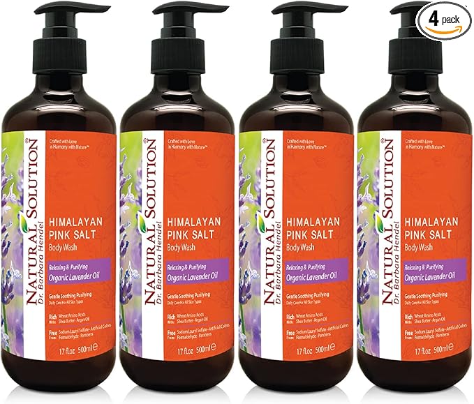 Natural Solution Moisturizing Shower Gel Purifying &amp Nourishing with Organic Lavender Oil for All Skin Types Himalayan Pink Salt Body Wash 500 ml Each Pack of 4