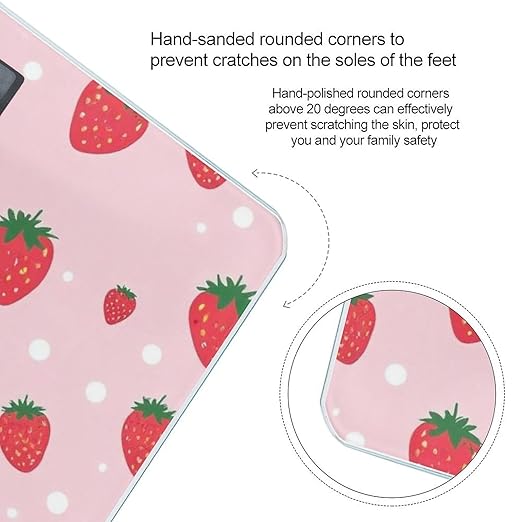 Energy Saving Scale Bathroom Weighing Scale Smart Scale for Body Weight Digital Cute Pink Strawberry Polka Dot