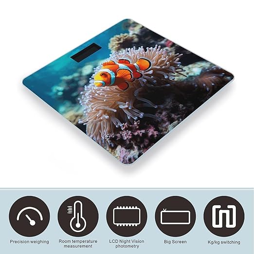 Clown Fish Smart Scale for Body Weight Accurate Bathroom Scale with LED Display Digital Weight Scales Weighing Machine High Precision Scales for Bath Home