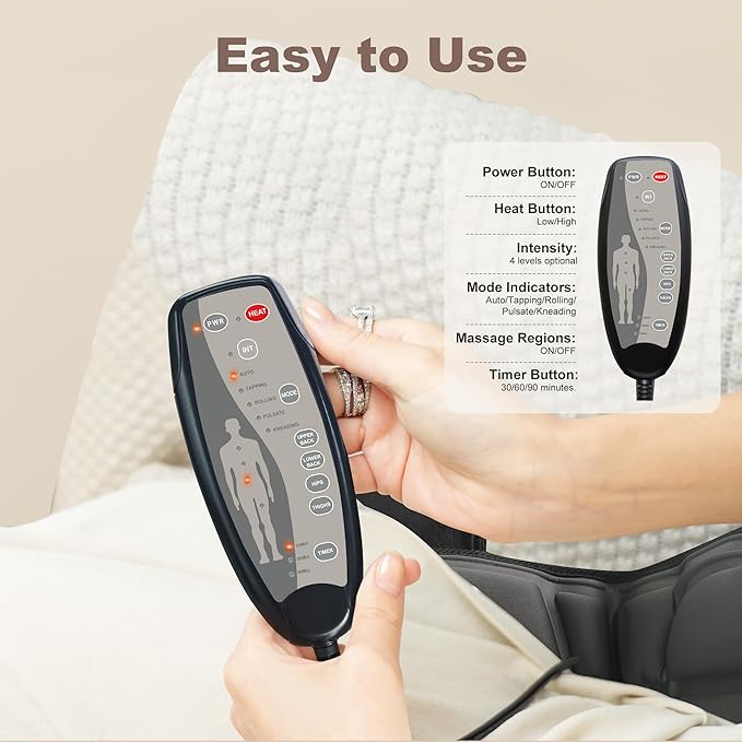 Vibration Back Massager with Heat Massage Chair Pad with 10 Vibration Motors &amp 2 Heating Levels Chair Massager for Recliner Office Chair Sofa