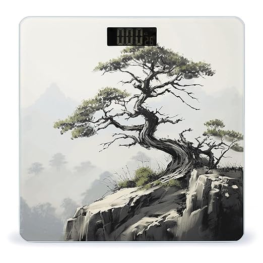 Pine on Mountain Slope Scale for Body Weight Highly Accurate Digital Bathroom Scale Sturdy Tempered Glass Weighing Scales with LCD Display Fashion Body Fat Smart Scales 400lb