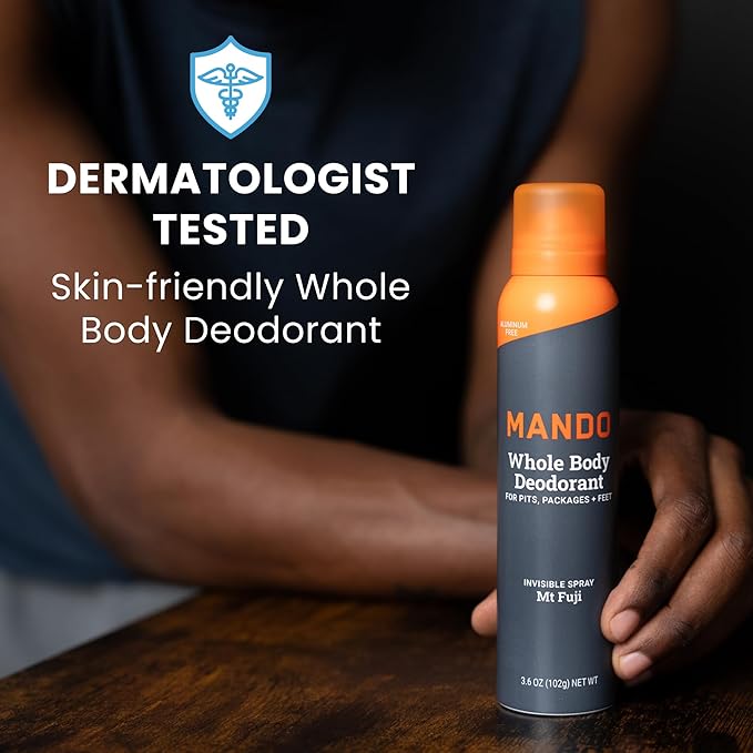 Mando Whole Body Deodorant For Men - Invisible Spray Deodorant - 72 Hour Odor Control - Low Irritation Formula - Aluminum Free Benzene Free - 3.6 ounce Cans (Pack of 2) - Mt Fuji